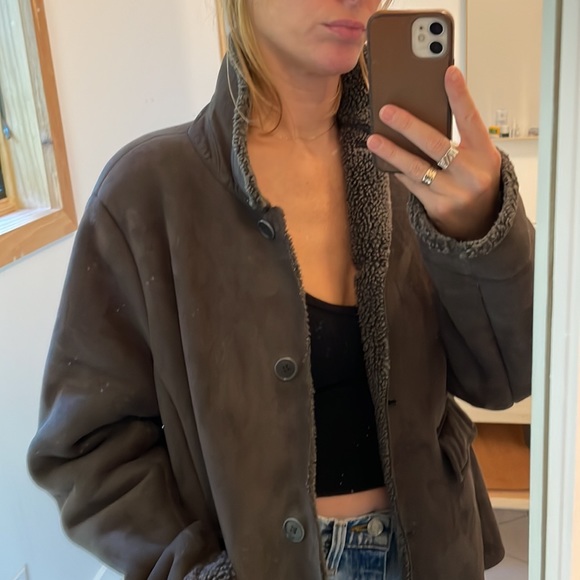 Brown Vintage Lands End Sherpa Suede Jacket - Picture 7 of 10